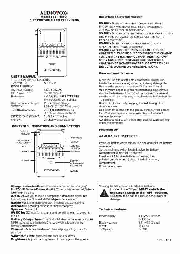 Audiovox Handheld TV TFT - 1800-page_pdf